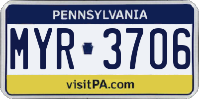 PA license plate MYR3706