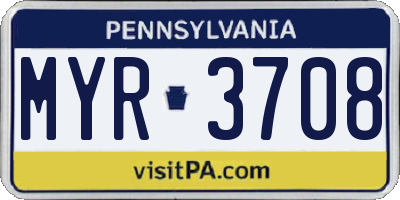 PA license plate MYR3708