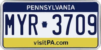 PA license plate MYR3709