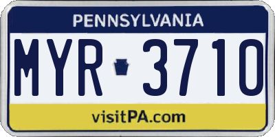 PA license plate MYR3710
