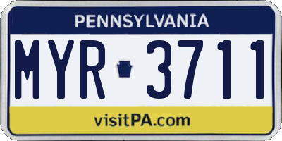 PA license plate MYR3711