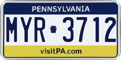 PA license plate MYR3712
