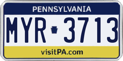 PA license plate MYR3713