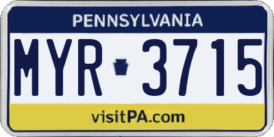 PA license plate MYR3715