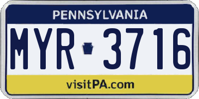 PA license plate MYR3716