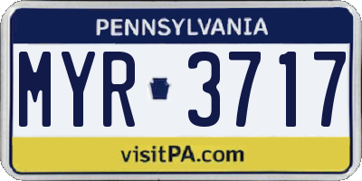 PA license plate MYR3717