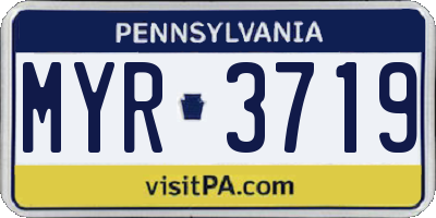 PA license plate MYR3719