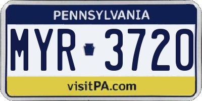 PA license plate MYR3720