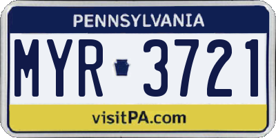 PA license plate MYR3721