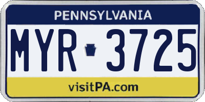 PA license plate MYR3725