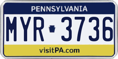 PA license plate MYR3736
