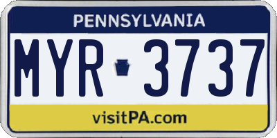 PA license plate MYR3737