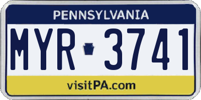 PA license plate MYR3741
