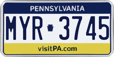 PA license plate MYR3745