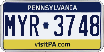 PA license plate MYR3748