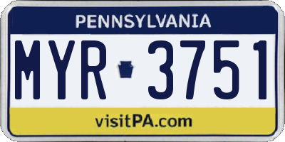 PA license plate MYR3751