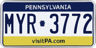 PA license plate MYR3772