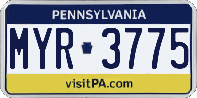 PA license plate MYR3775