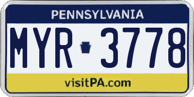 PA license plate MYR3778