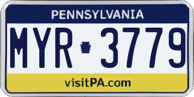PA license plate MYR3779