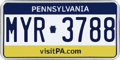 PA license plate MYR3788