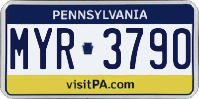 PA license plate MYR3790