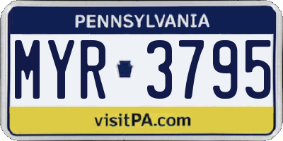 PA license plate MYR3795