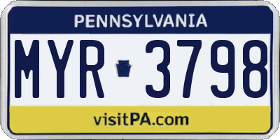 PA license plate MYR3798