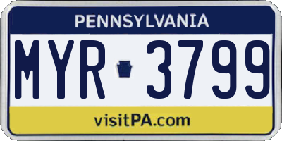 PA license plate MYR3799