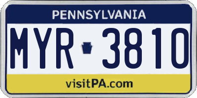 PA license plate MYR3810