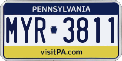 PA license plate MYR3811