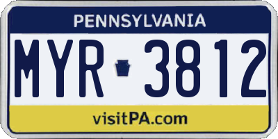 PA license plate MYR3812