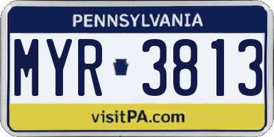 PA license plate MYR3813