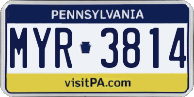 PA license plate MYR3814