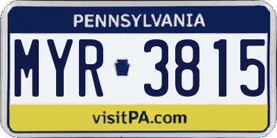 PA license plate MYR3815
