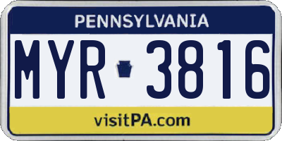 PA license plate MYR3816