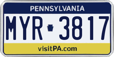 PA license plate MYR3817