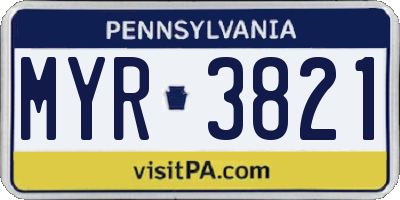 PA license plate MYR3821
