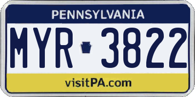 PA license plate MYR3822