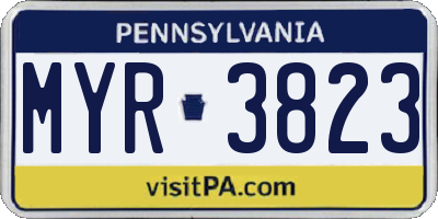 PA license plate MYR3823