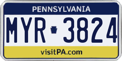 PA license plate MYR3824
