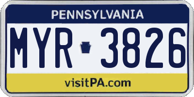 PA license plate MYR3826