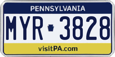 PA license plate MYR3828