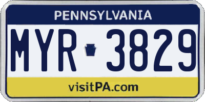 PA license plate MYR3829