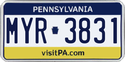 PA license plate MYR3831