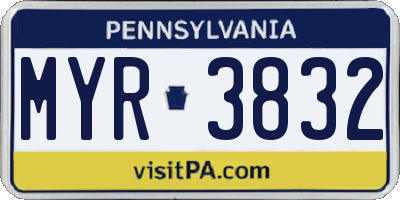 PA license plate MYR3832