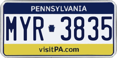 PA license plate MYR3835
