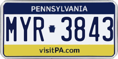 PA license plate MYR3843