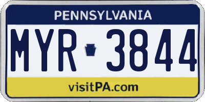 PA license plate MYR3844
