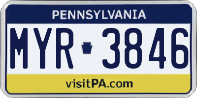 PA license plate MYR3846